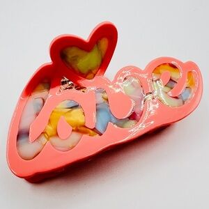 Stain Glass Love Acrylic Hair Clip Pink New